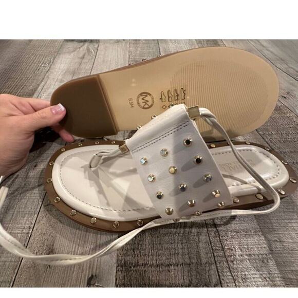 MICHAEL Michael Kors | Biege Jagger Ankle-Tie Studded Leather Sandal | S… - Picture 11 of 16